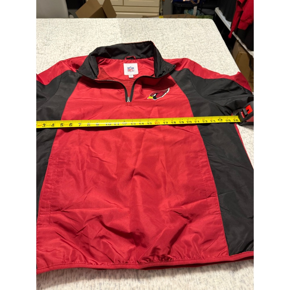 NFL Arizona Cardinals Mens XL 1/4 Zip Windbreaker Jacket Red Black